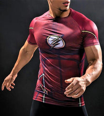 Super Hero Flash Compression Gym T-shirt Men Women Jogging